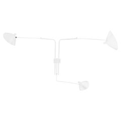 Serge Mouille Mid-Century Modern White Three Rotating Straight Arms Wall Lamp