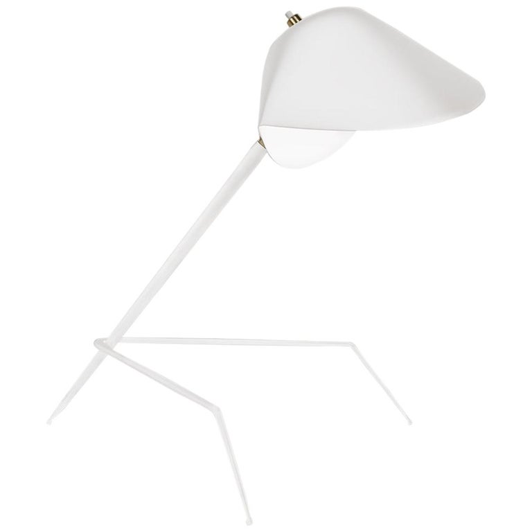 Serge Mouille MidCentury Modern White Tripod Lamp For Sale at 1stDibs