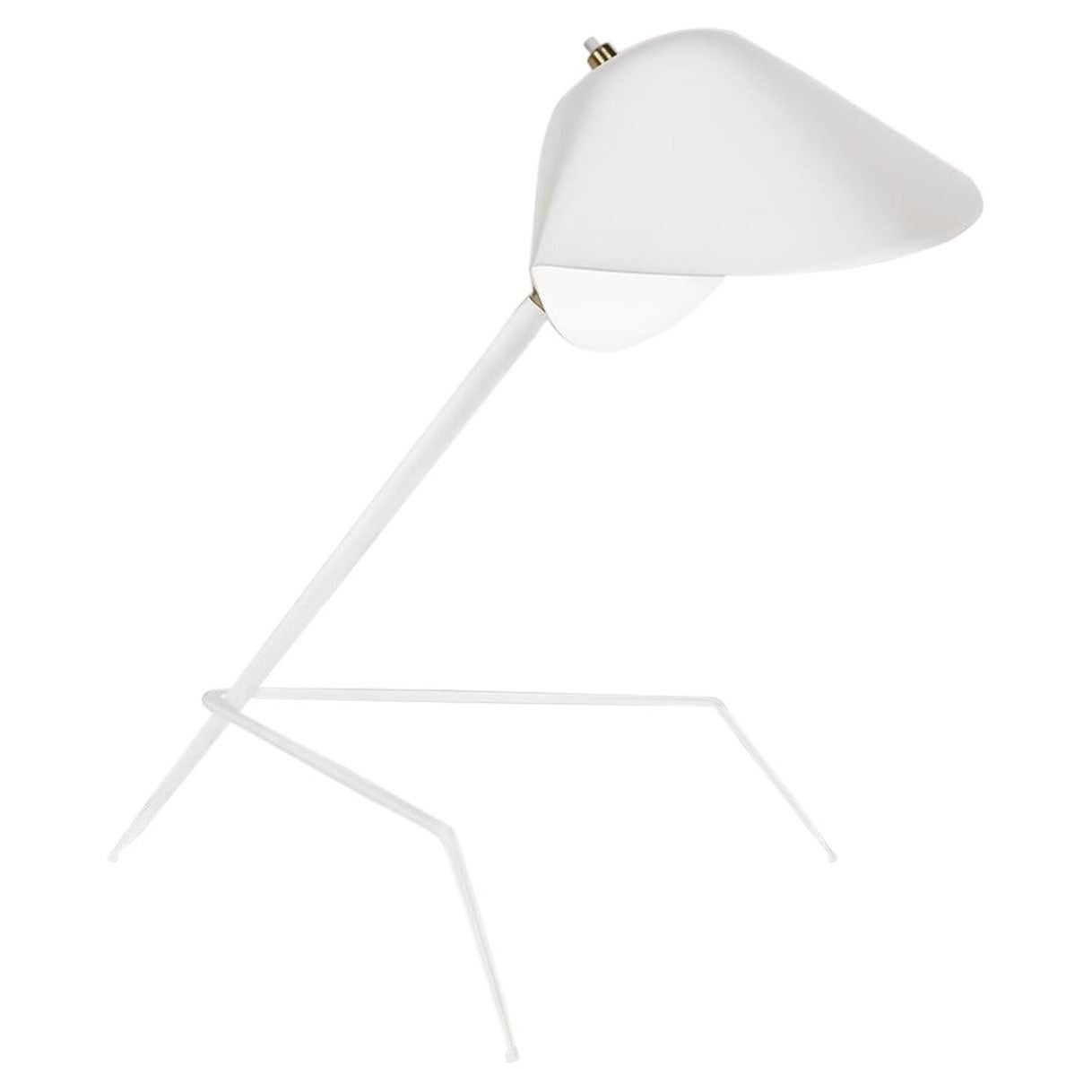 Serge Mouille Moderne weiße Dreibein-Lampe, Mid-Century Modern