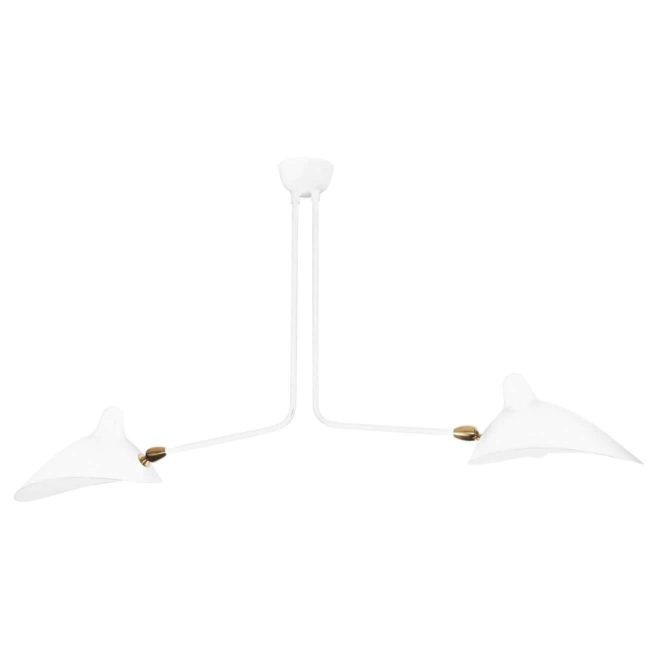 Serge Mouille Mid-Century Modern White Two Fixed Arms Ceiling Lamp In New Condition For Sale In Barcelona, Barcelona
