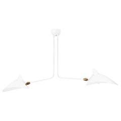 Serge Mouille Mid-Century Modern White Two Fixed Arms Ceiling Lamp