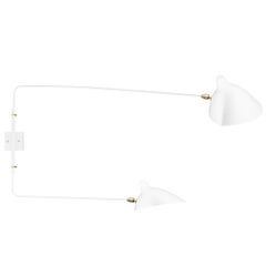 Serge Mouille Mid-Century Modern White Two Rotating Straight Arms Wall Lamp