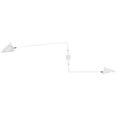 Serge Mouille Mid-Century Modern White Two Rotating Straight Arms Wall Lamp