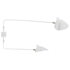 Serge Mouille Mid-Century Modern White Two Rotating Straight Arms Wall Lamp