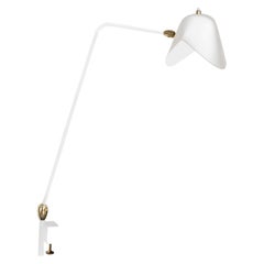 Serge Mouille Mid-Century Modern White Two Swivels Agrafée Table Lamp