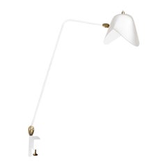 Serge Mouille Mid-Century Modern Weiß Zwei schwenkbare Agrafée Tischlampe