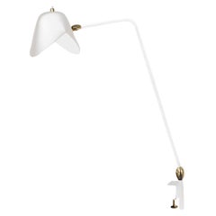 Serge Mouille Mid-Century Modern White Two Swivels Agrafée Table Lamp