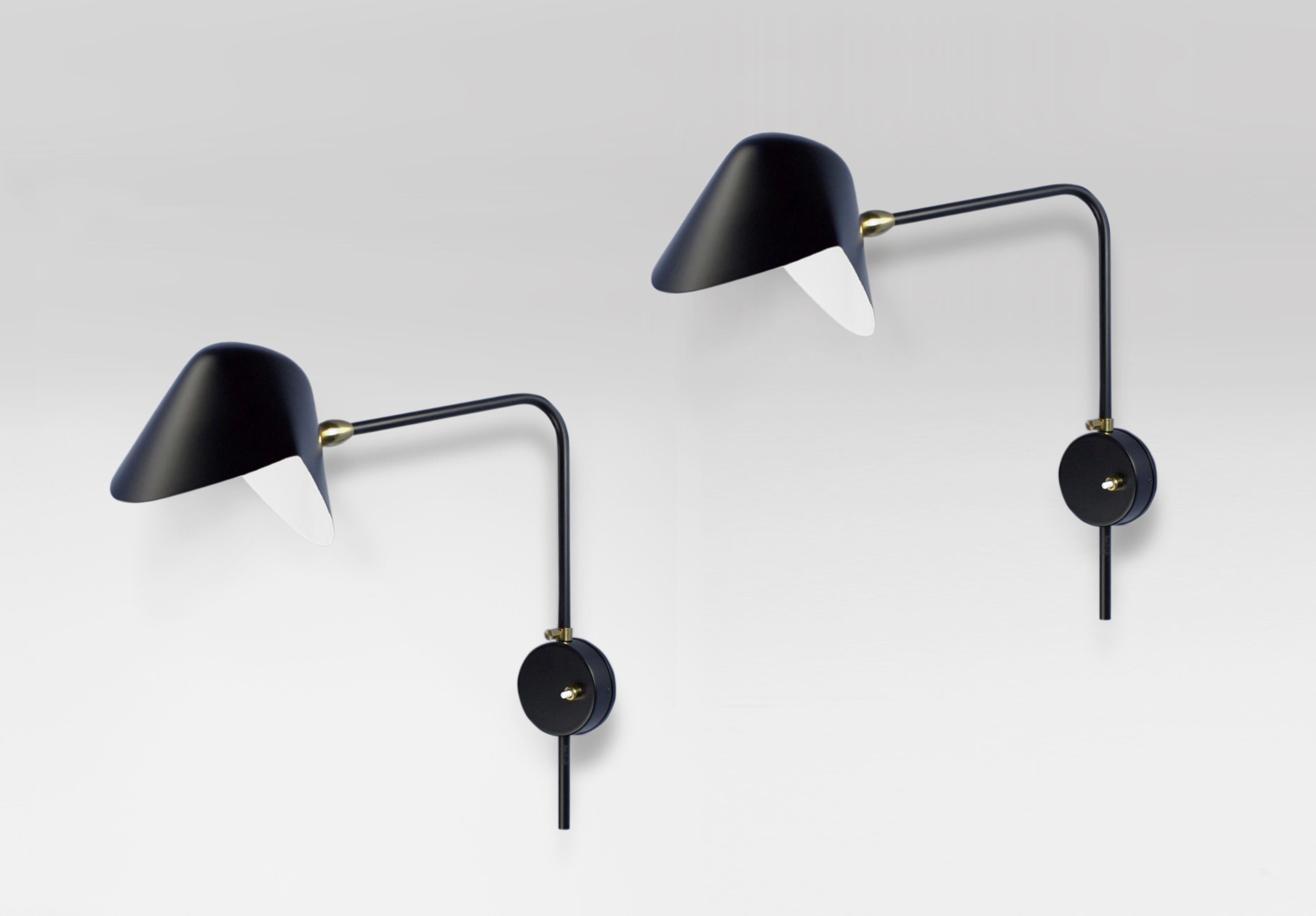 Mid-Century Modern Serge Mouille moderne Anthony Wall Lampe Whit Round Fixation Box Set en vente