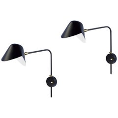 Serge Mouille Modern Black Anthony Wall Lamp Whit Round Fixation Box Set