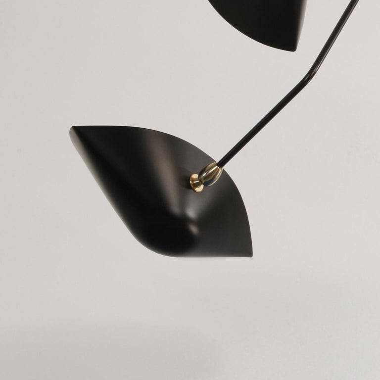 Contemporary Serge Mouille Modern Black Five Curved Fixed Arms Spider Ceiling Lamp For Sale