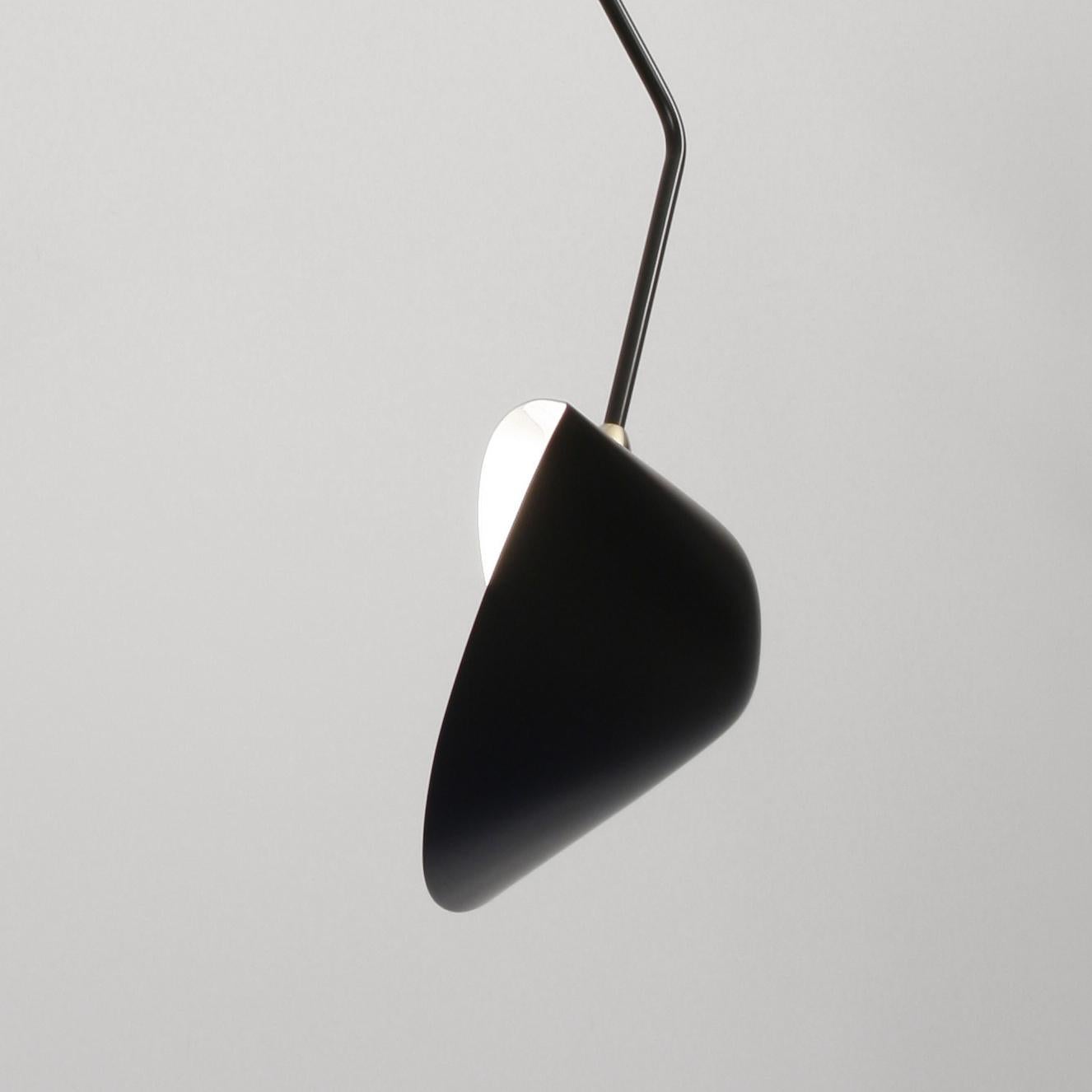 Serge Mouille Modern Black Five Curved Fixed Arms Spider Ceiling Lamp For Sale 1