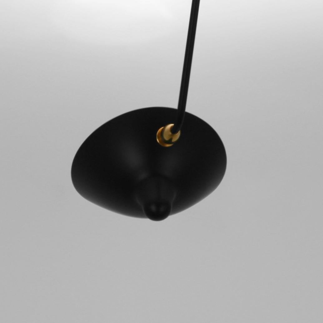 Mid-Century Modern Serge Mouille Modern Black Three Fixed Arms Spider Ceiling Sconce Lamp