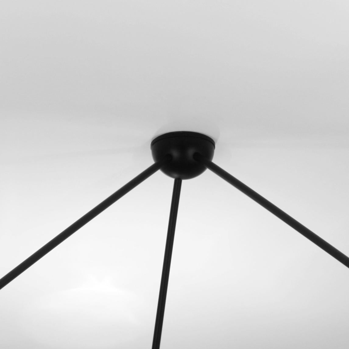 French Serge Mouille Modern Black Three Fixed Arms Spider Ceiling Sconce Lamp