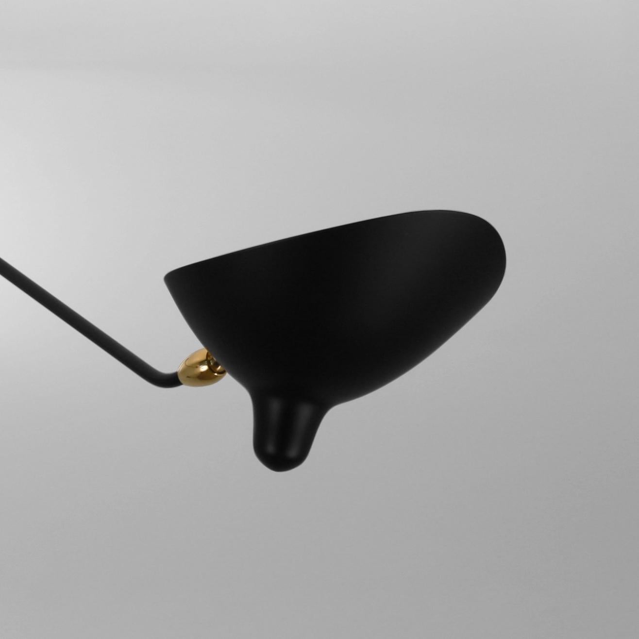 Serge Mouille Modern Black Three Fixed Arms Spider Ceiling Sconce Lamp In New Condition In Barcelona, Barcelona