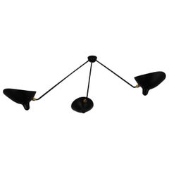 Serge Mouille Modern Black Three Fixed Arms Spider Ceiling Sconce Lamp