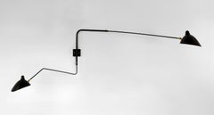 Serge Mouille Modern Black Two Rotating Straight-Curved Arms Wall Lamp