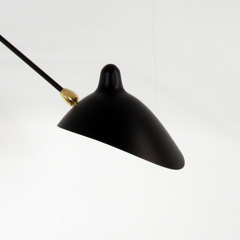 Français Lampe murale moderne noire à deux bras droits rotatifs Serge Mouille