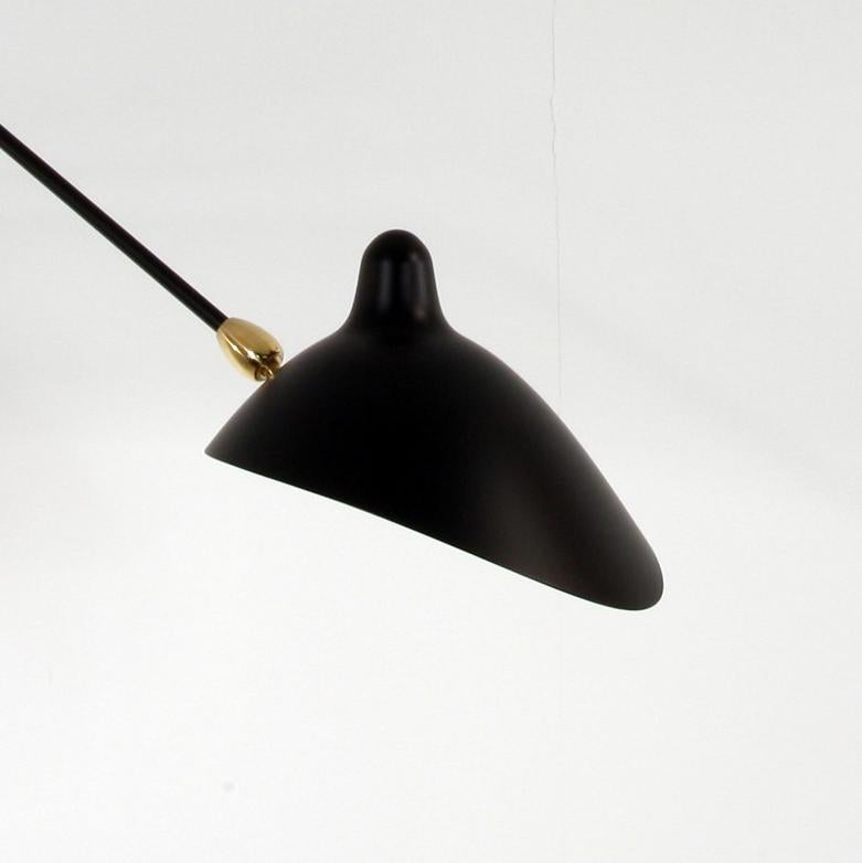 Francese Serge Mouille Lampada da parete moderna nera a due bracci dritti e curvi rotanti in vendita