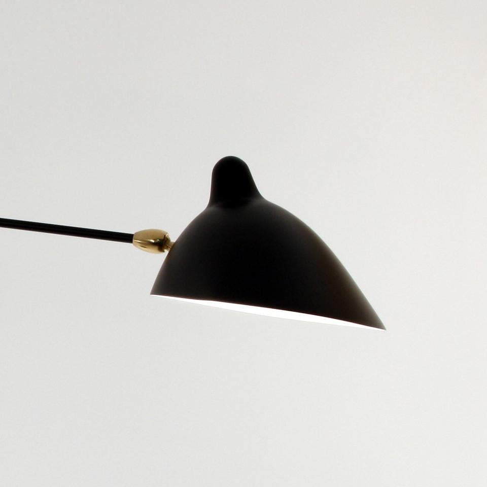 Serge Mouille Modern Black Two Rotating Straight-Curved Arms Wall Lamp In New Condition For Sale In Barcelona, Barcelona