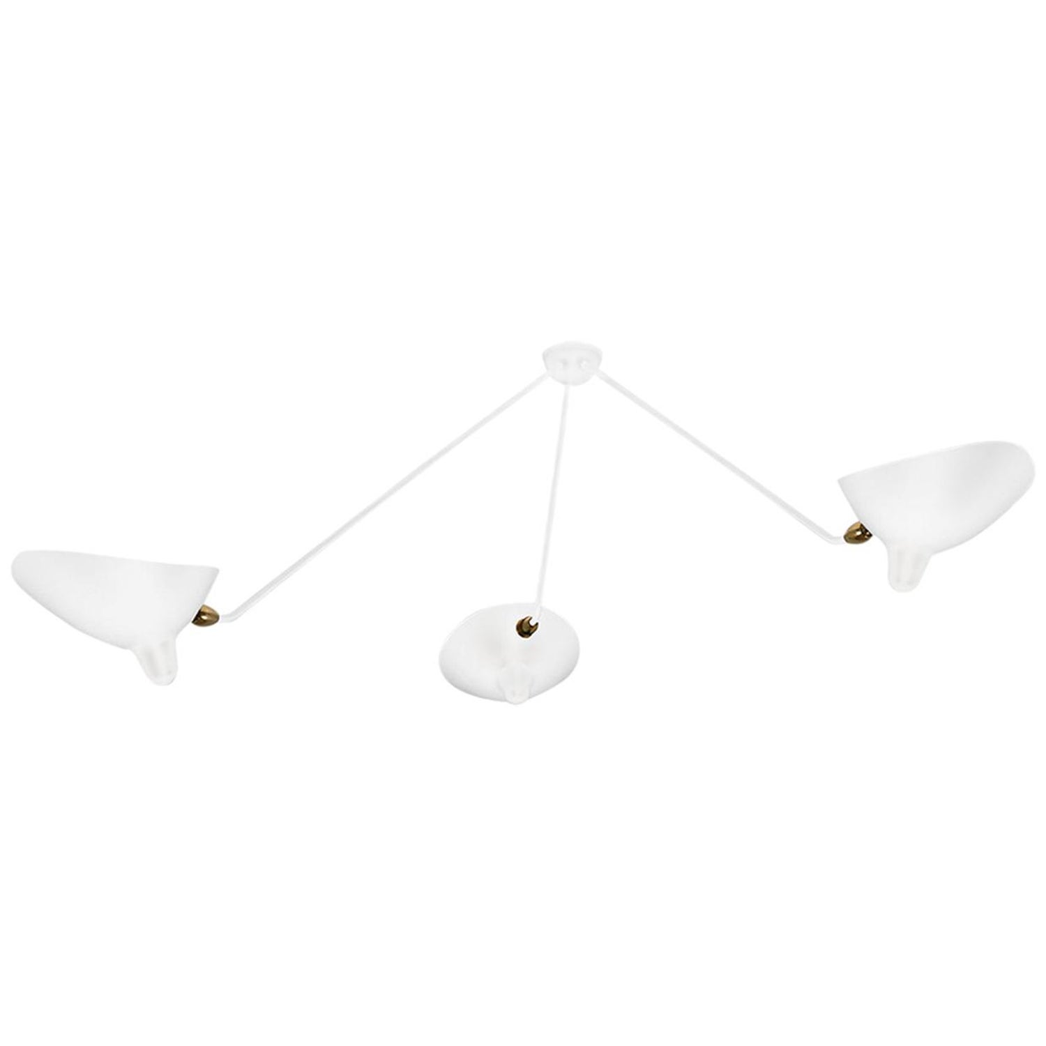 Serge Mouille Modern White Three Fixed Arms Spider Ceiling Sconce Lamp For  Sale at 1stDibs
