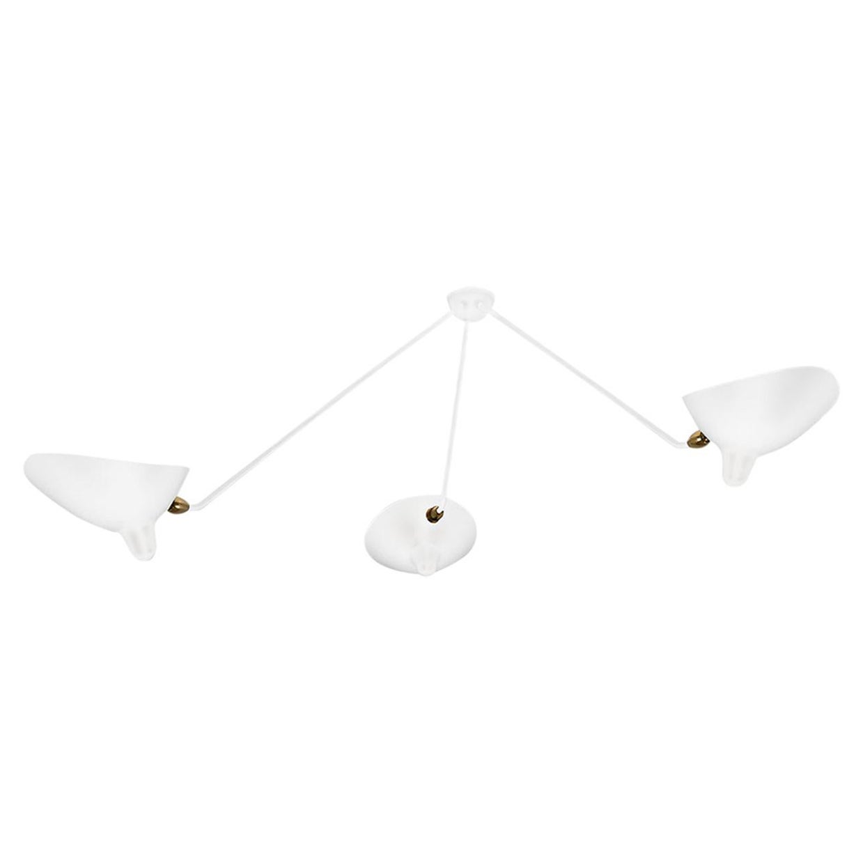 Serge Mouille Modern White Three Fixed Arms Spider Ceiling Sconce Lamp
