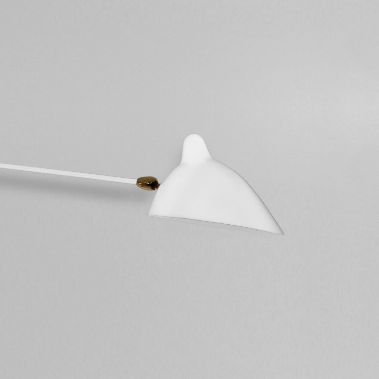 Serge Mouille Aplique Moderno Blanco Dos Brazos Rectos-Curvos Giratorios Francés en venta