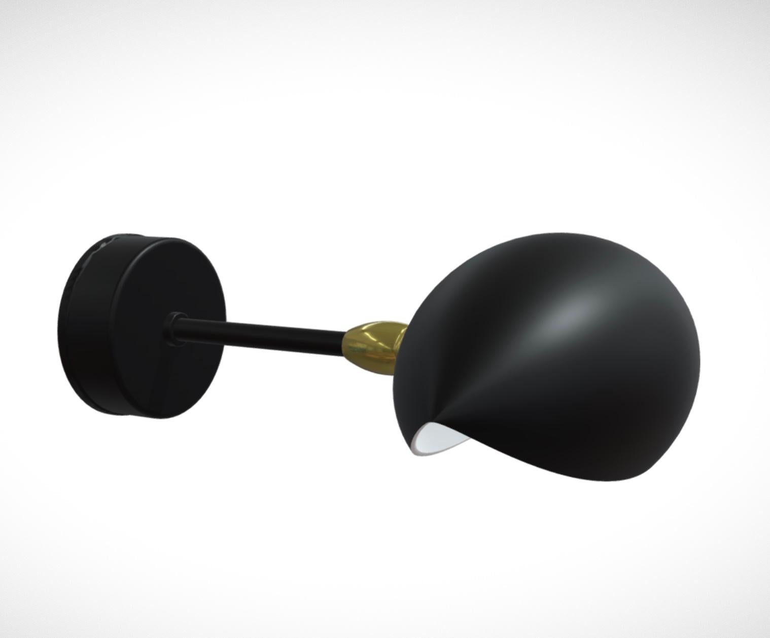 Contemporary Serge Mouille 'Oeil' Wall Lamp in Black For Sale