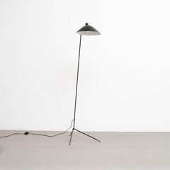 Serge Mouille One-Arm Standing Lamp in Black Steel, Mid-Century Modern