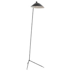 Serge Mouille One-Arm Standing Lamp in Black Steel, Mid-Century Modern