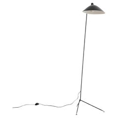 Serge Mouille One-Arm Standing Lamp in Black Steel, Mid-Century Modern
