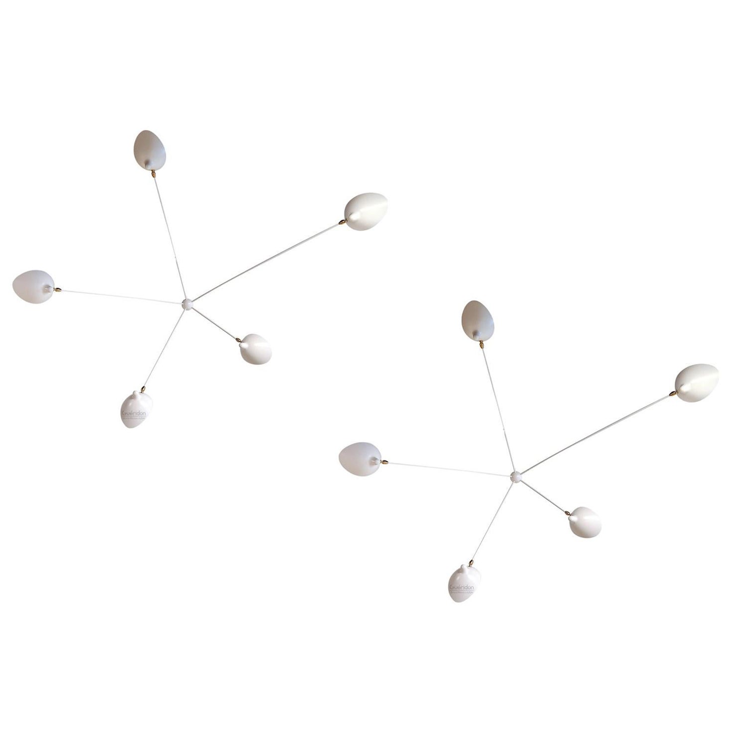 Serge Mouille - Coppia di lampade a ragno a 5 bracci in bianco - IN STOCK!