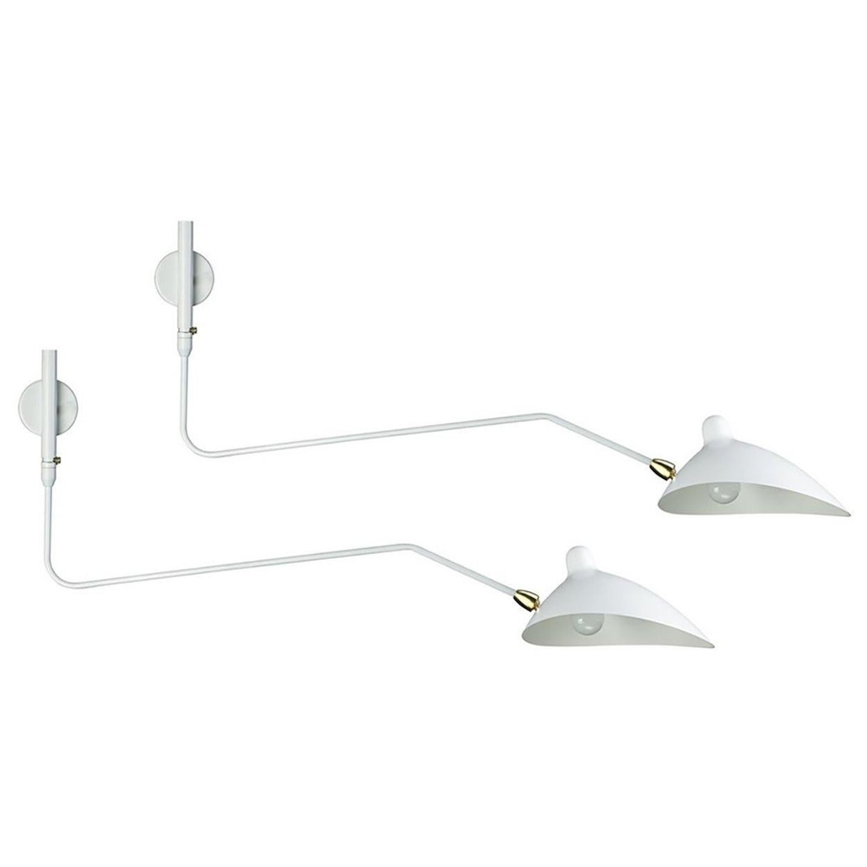 Serge Mouille - Pair of Rotating Sconces with 1 Curved Arm - IN STOCK! For Sale