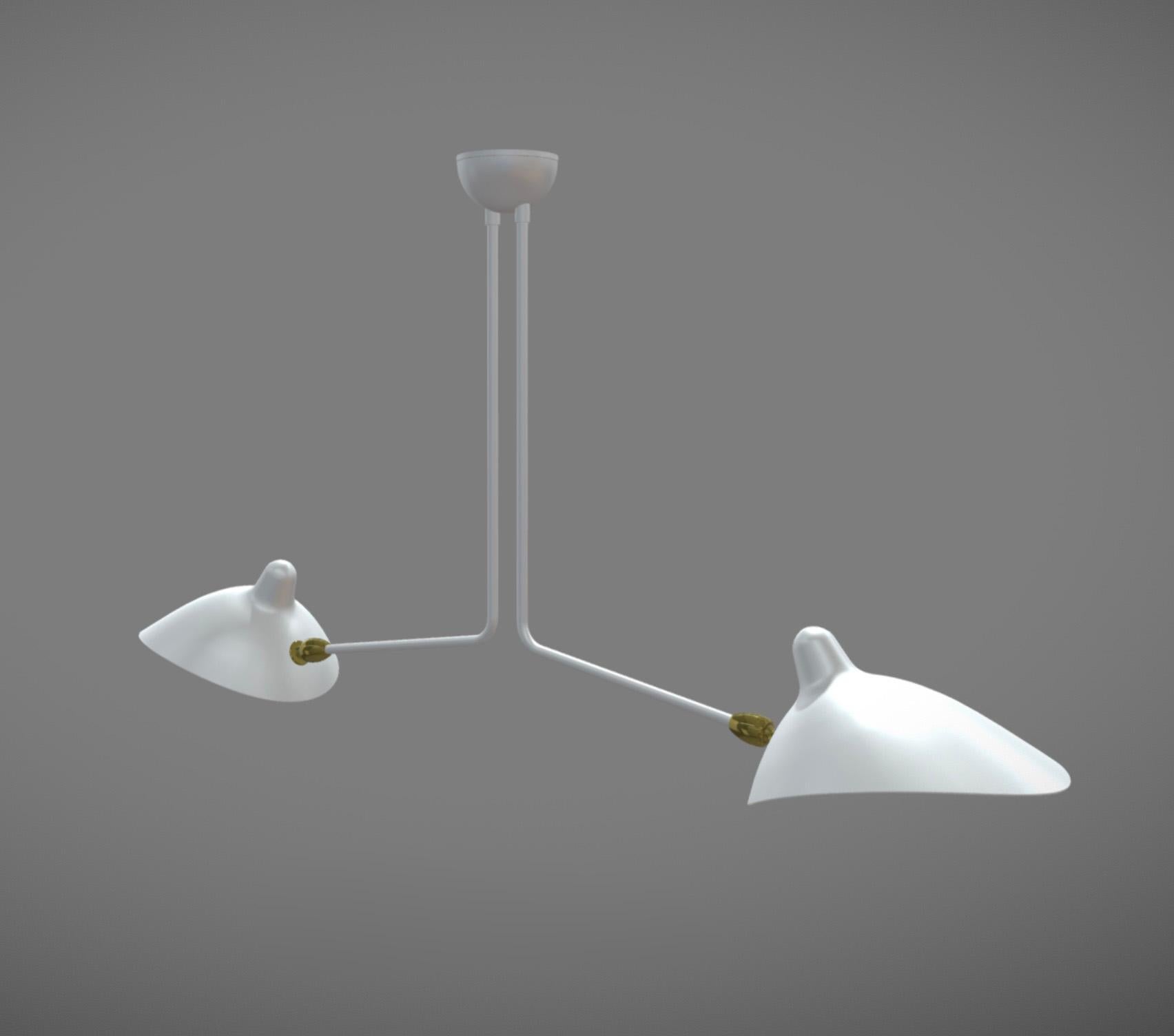 Serge Mouille 'Plafonnier 2 Bras Fixes' Ceiling Lamp in Black For Sale 3