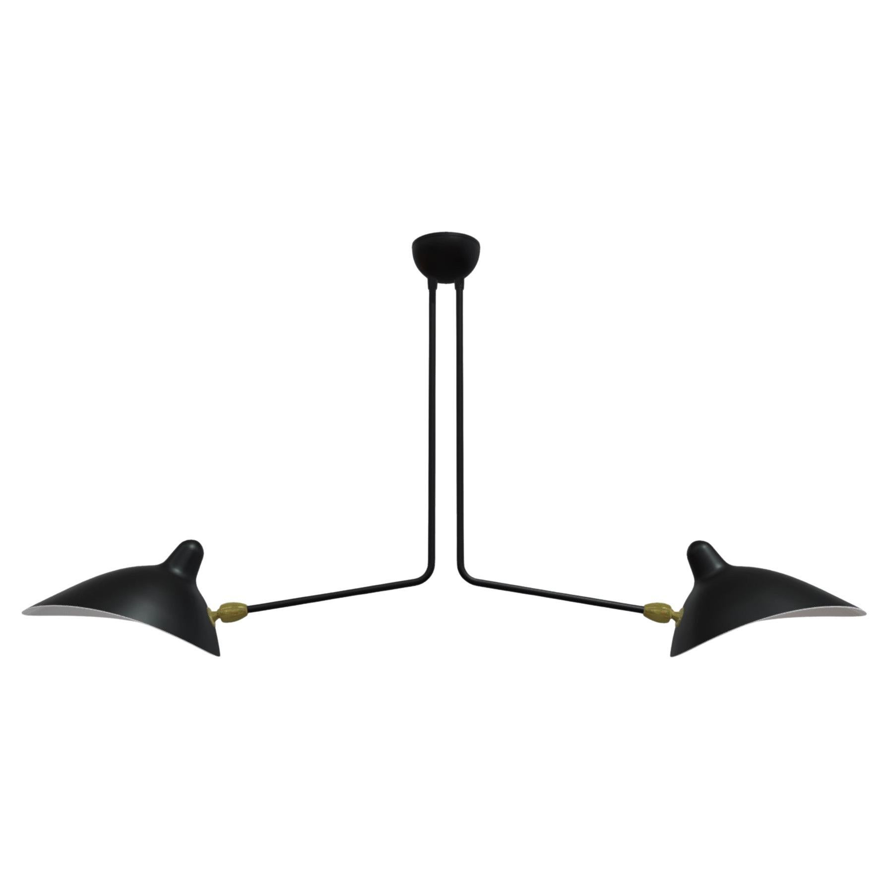 Serge Mouille 'Plafonnier 2 Bras Fixes' Ceiling Lamp in Black For Sale