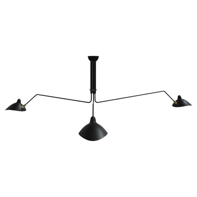 Serge Mouille 'Plafonnier 3 Bras Pivotants' Ceiling Lamp in Black For Sale  at 1stDibs | serge mouille plafonnier 3