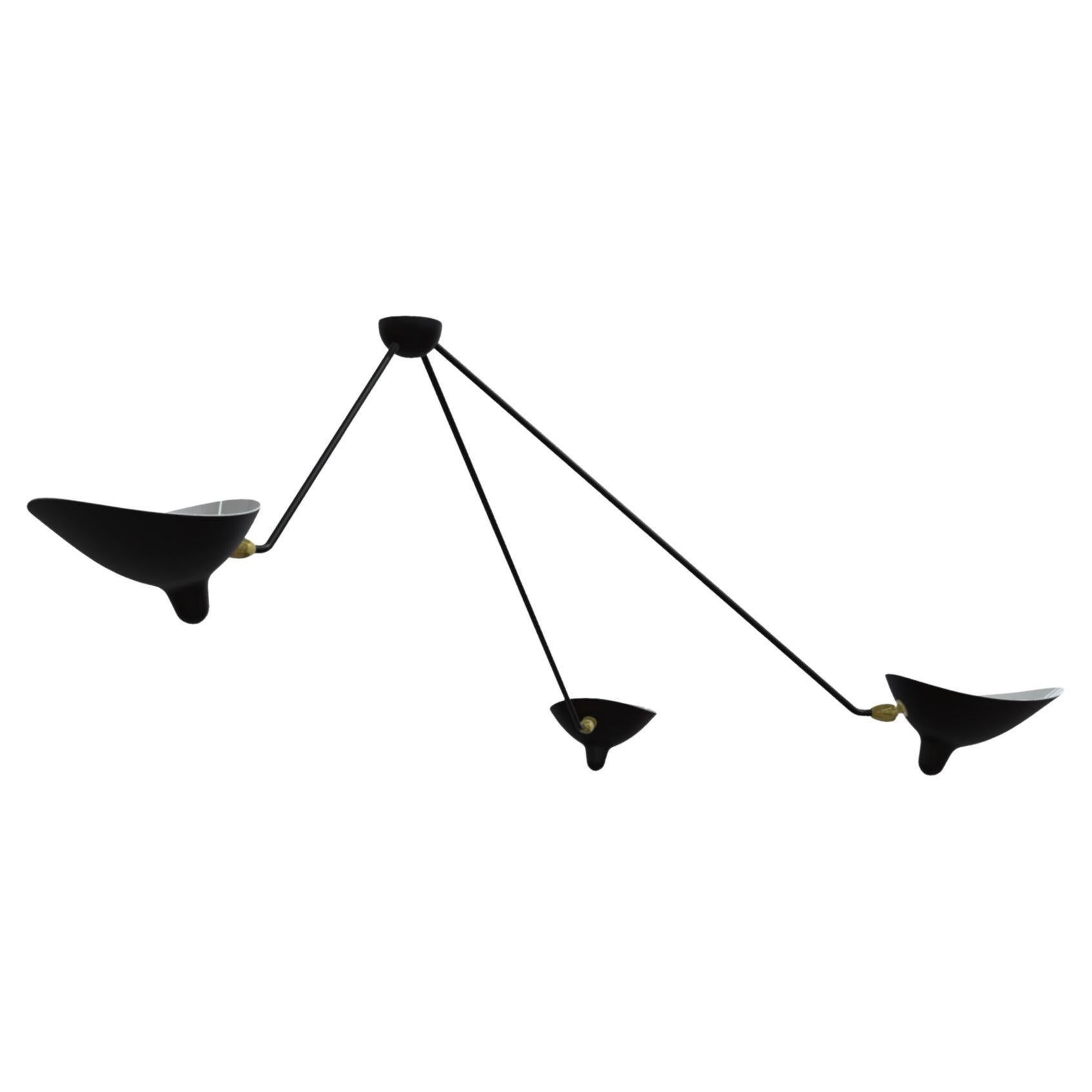 Lampada da soffitto 'Plafonnier Araignée 3 Bras Fixes' di Serge Mouille in nero