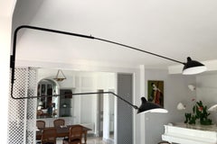 Serge Mouille - Rotating Sconce with 2 Arms (1 Curved) in Black - IN STOCK!