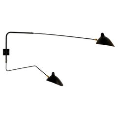 Serge Mouille - Rotating Sconce with 2 Arms (1 Curved) in Black - IN STOCK!