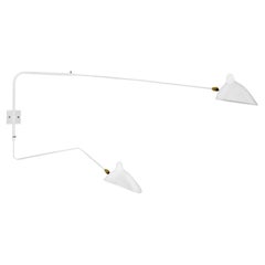 Serge Mouille Rotating Sconce, 2 Arms 1 Curved in White - in Stock!