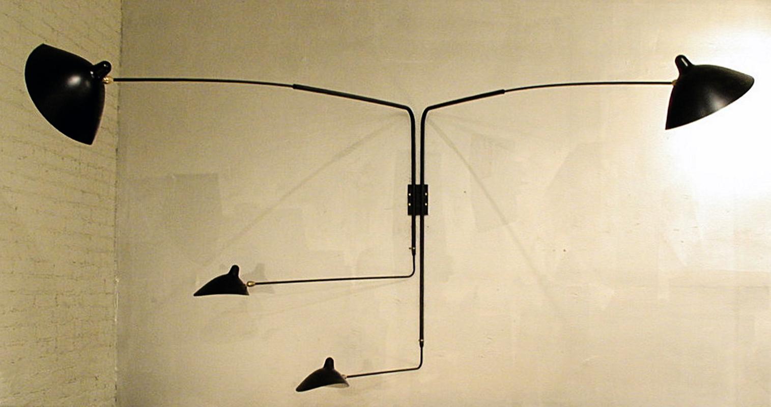Mid-Century Modern Serge Mouille - Rotating Sconce with 4 Arms in Black For Sale