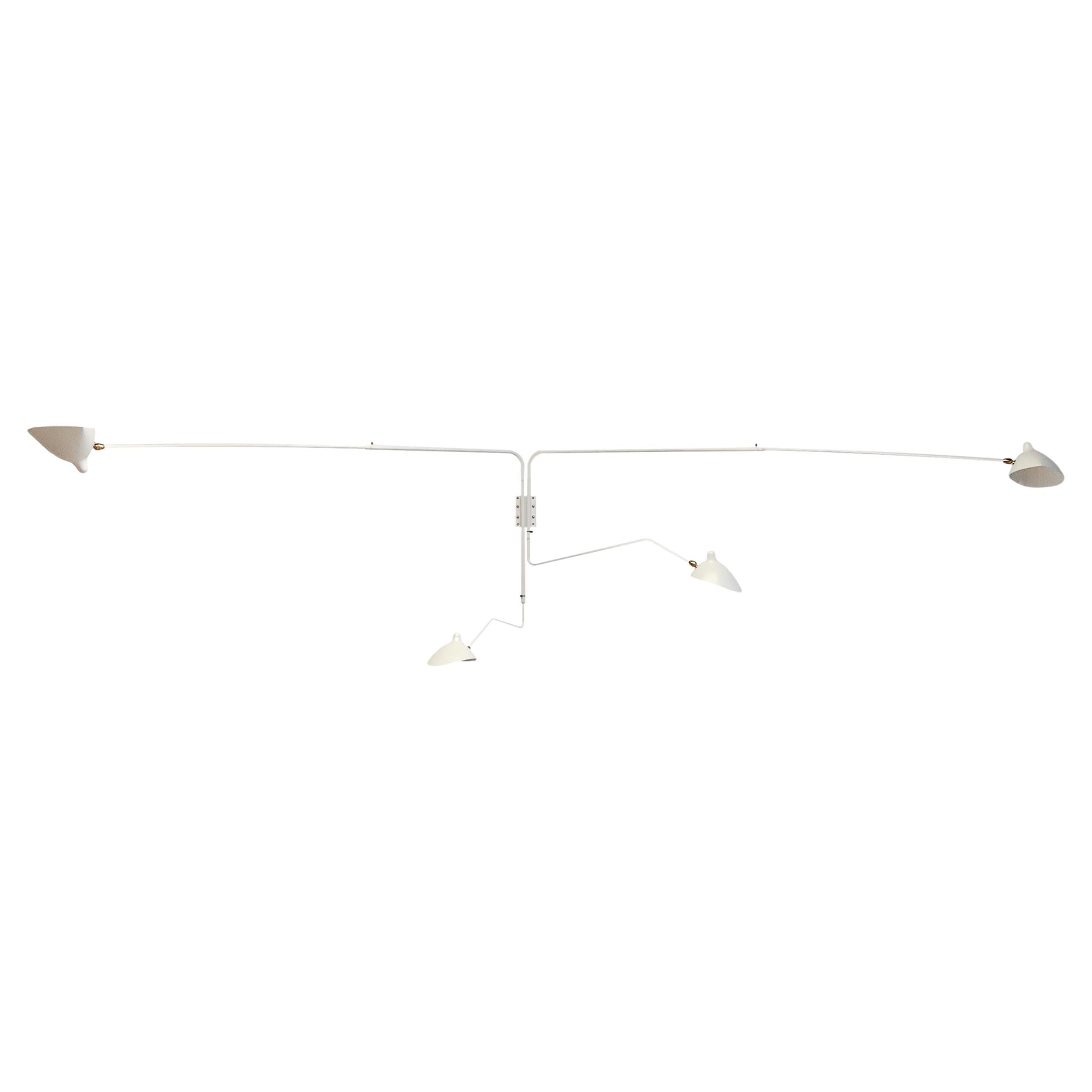Serge Mouille - Rotating Sconce with Four Arms in White For Sale