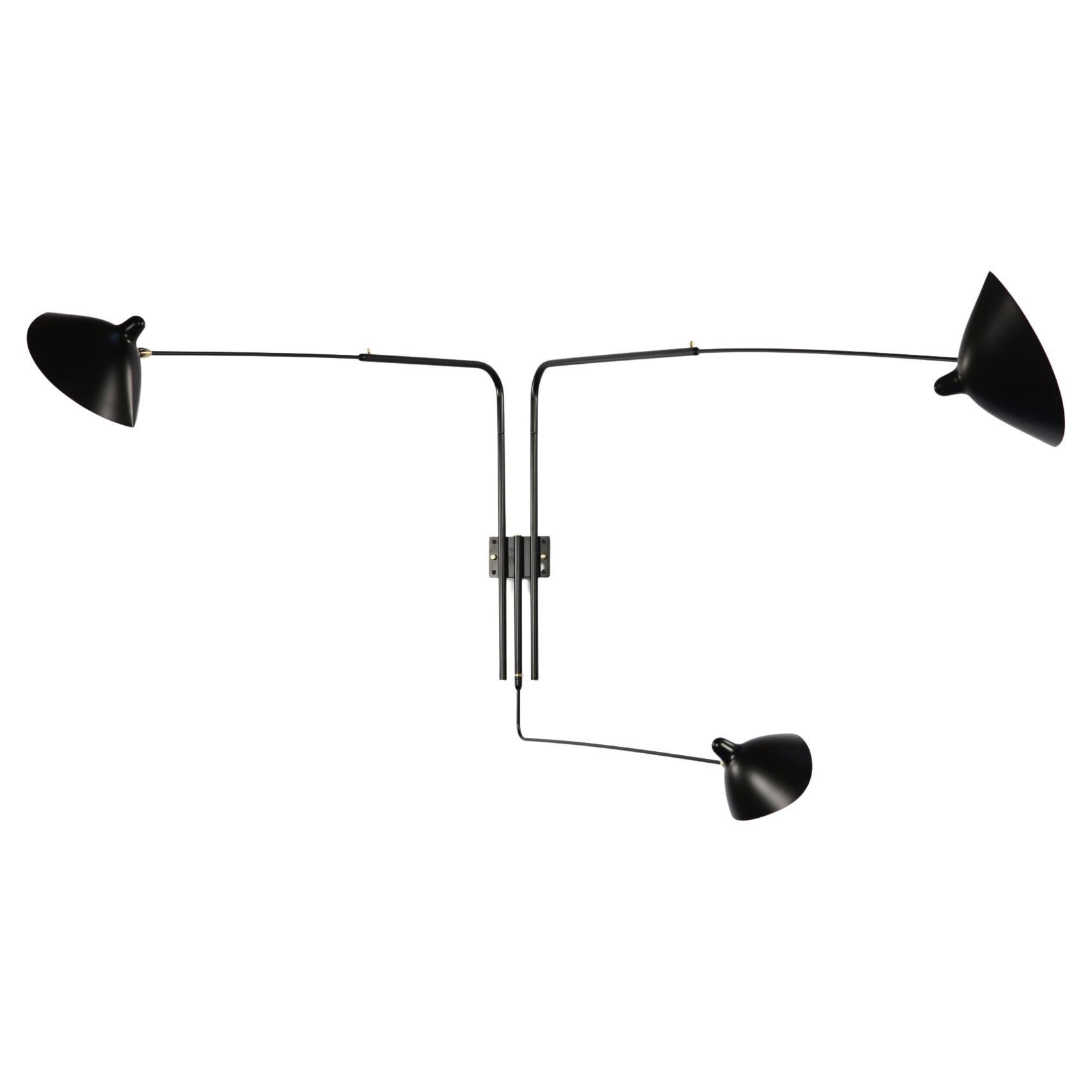 Serge Mouille - Rotating Sconce with 3 Arms in Black