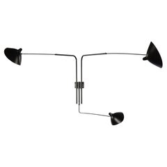 Serge Mouille Rotating Sconce, Three Arms in Black