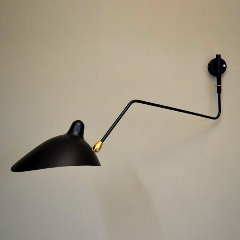 ¡Serge Mouille - Aplique Giratorio con 1 Brazo Curvo en Negro - EN STOCK! Francés en venta