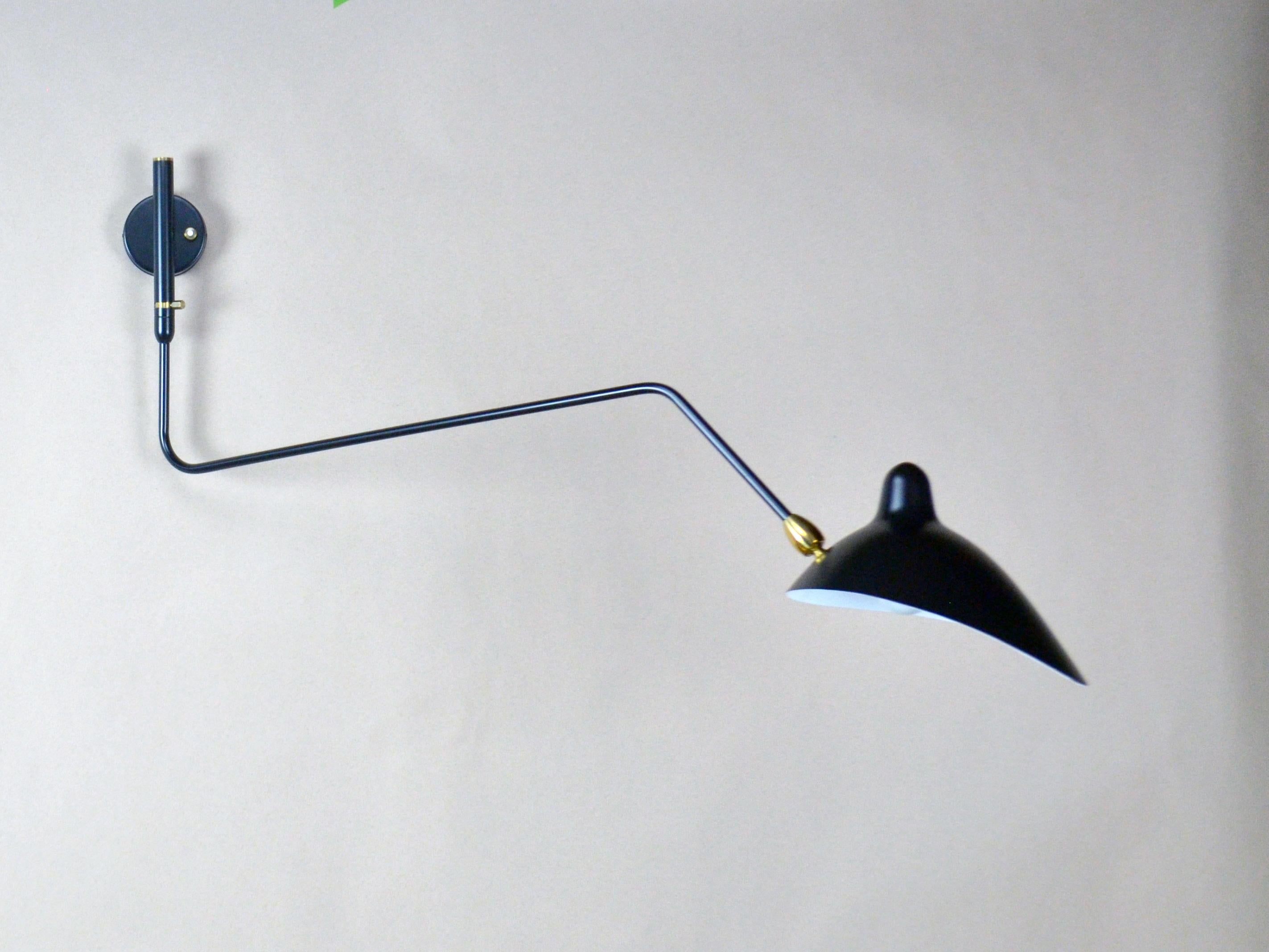 Mid-Century Modern Serge Mouille - Rotating Sconce with 1 Curved Arm - IN STOCK! For Sale