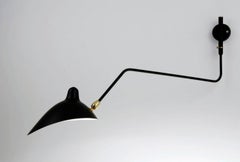 Serge Mouille - Rotating Wall Sconce with 1 Curved Arm, Black or White