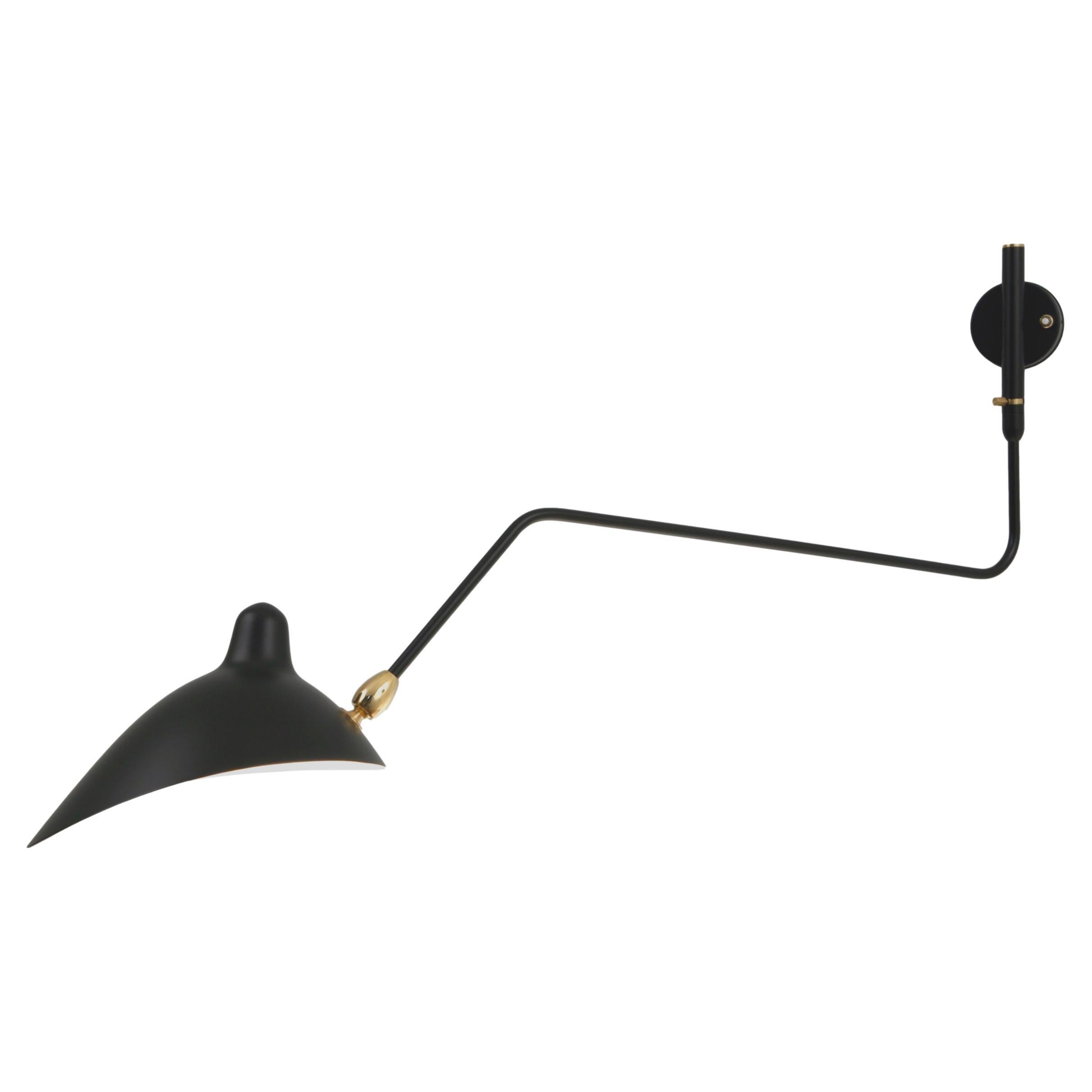 Serge Mouille - Rotating Wall Sconce with 1 Curved Arm, Black or White