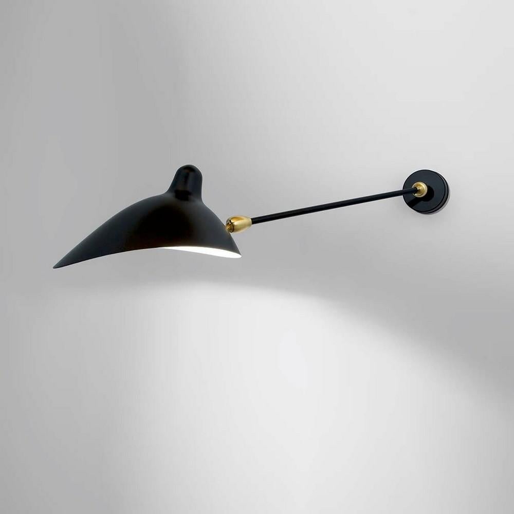 Mid-Century Modern Serge Mouille - Sconce with 1 Arm/Double Swivel in Black For Sale