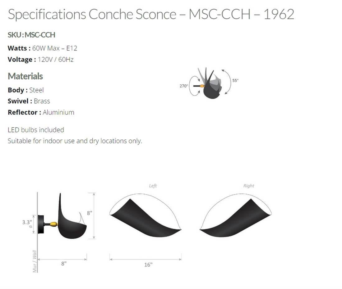 Contemporary Serge Mouille - Conche Sconce in Black - IN STOCK! For Sale