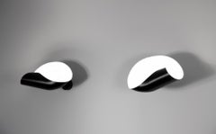 Serge Mouille Conche Sconce, Black/White Aluminum & Steel, Mid-Century